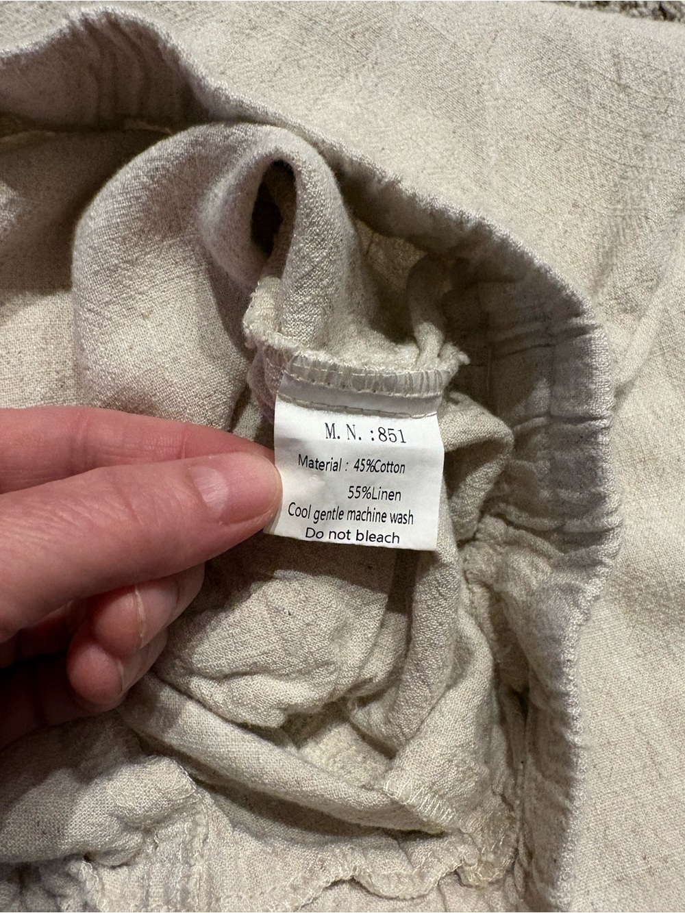 Women's Linen/cotton blend Elastic Cuff Pants in Light Beige - Picture 3 of 5